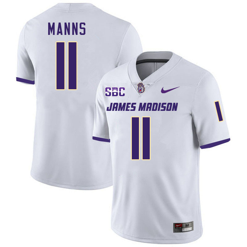 #11 Khairi Manns JMU Jersey,James Madison Dukes Football Jerseys Stitched-White